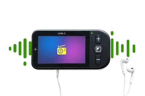 Luna S portable video magnifier FM radio feature
